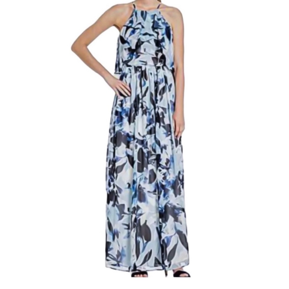 ANTONIO MELANI Blue and White Floral Maxi Dress